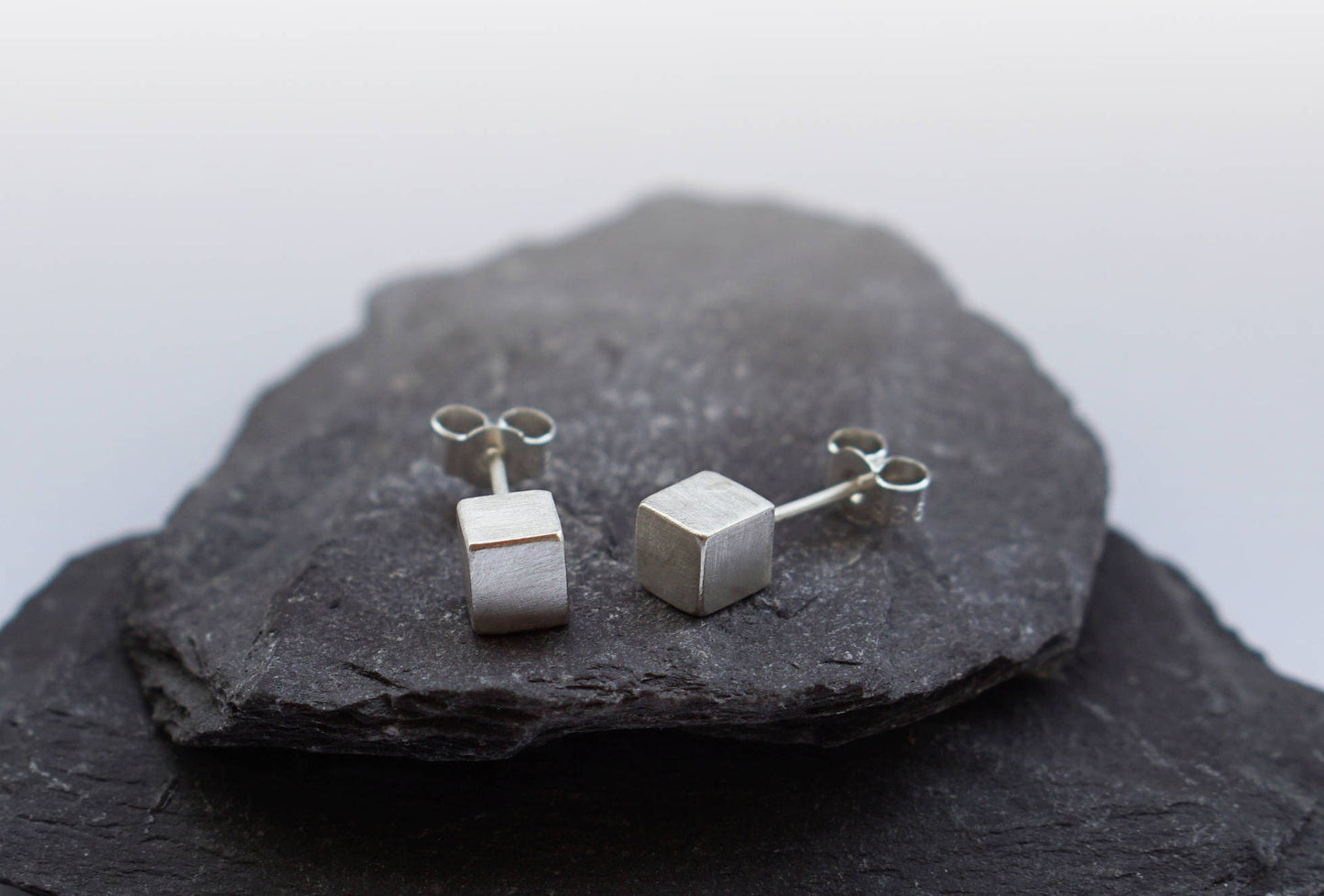 Sterling Silver Solid Cube Earrings