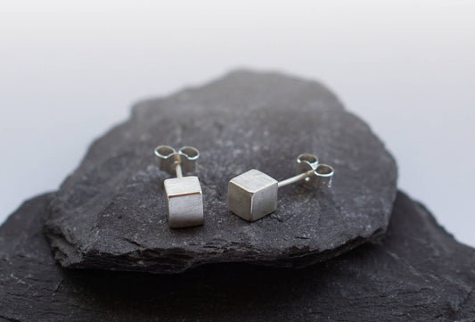 Sterling Silver Solid Cube Earrings