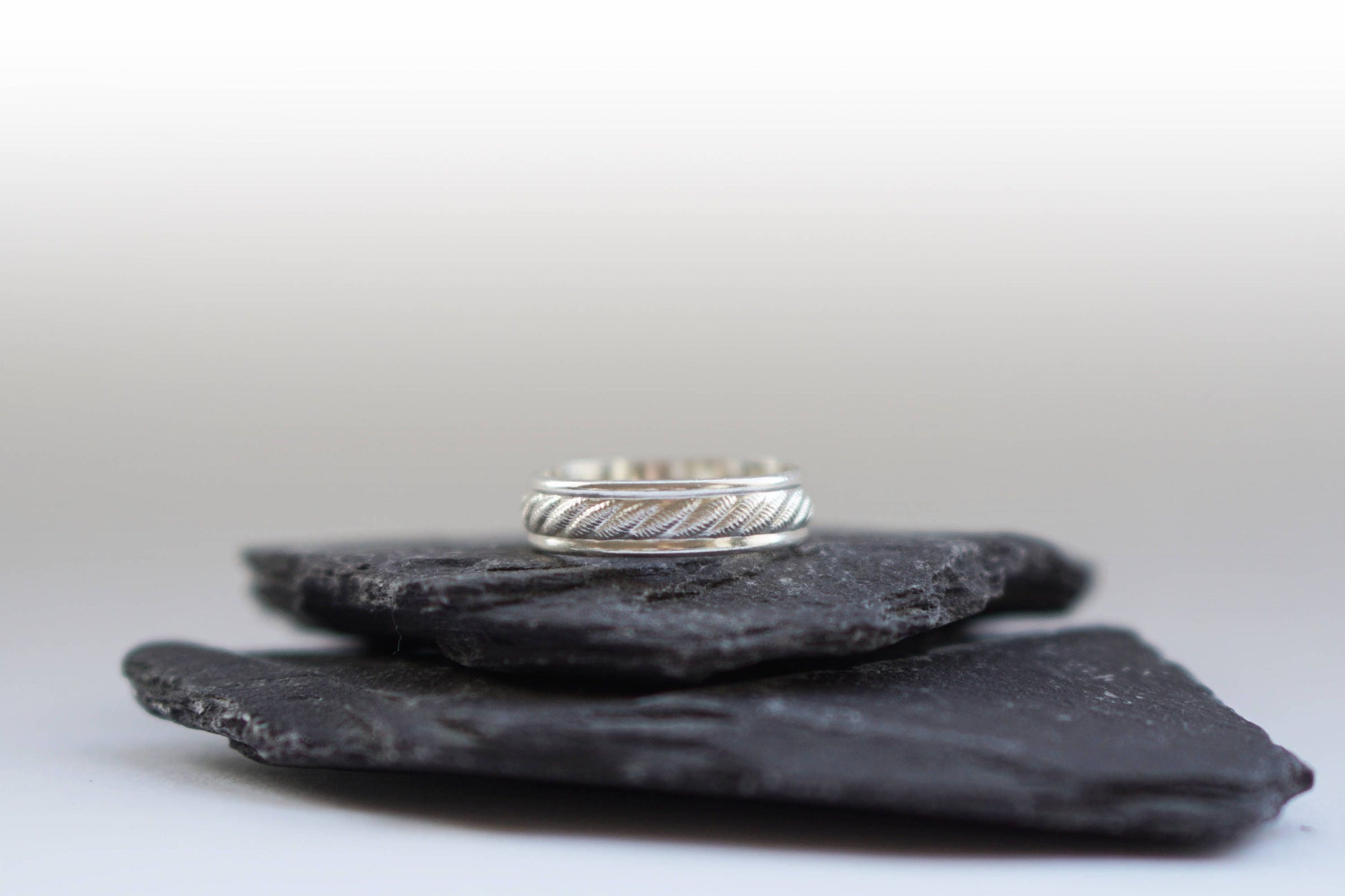 Weave Textured Medium Sterling Silver Band