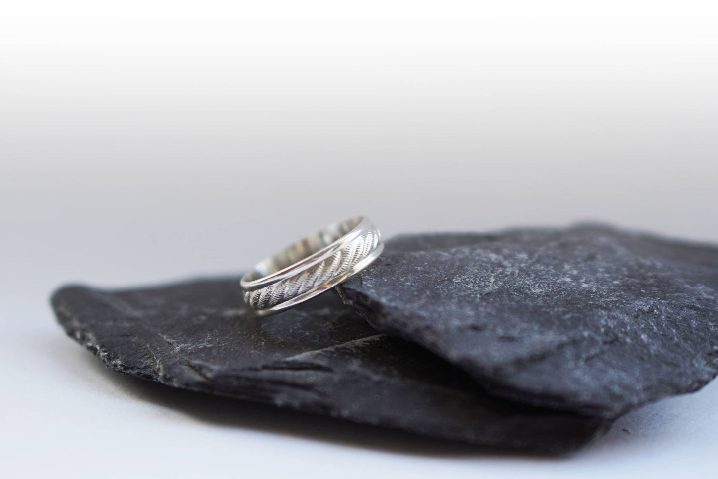 Weave Textured Medium Sterling Silver Band