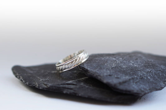 Weave Textured Medium Sterling Silver Band