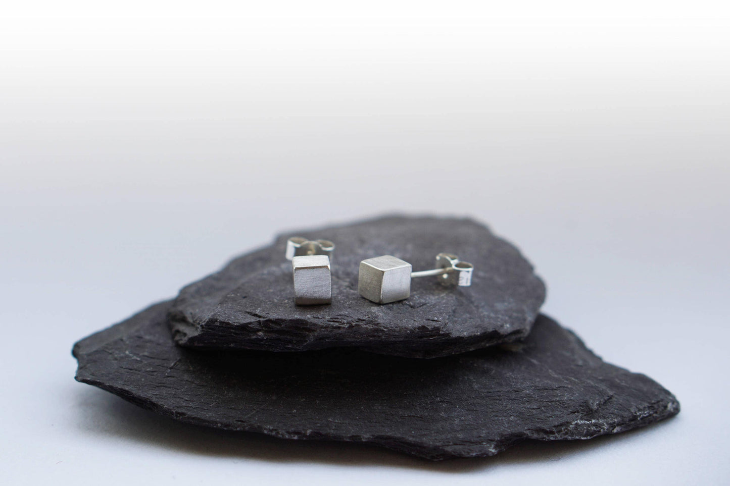 Sterling Silver Solid Cube Earrings ~ studs, modern, minimal, geometric, recycled