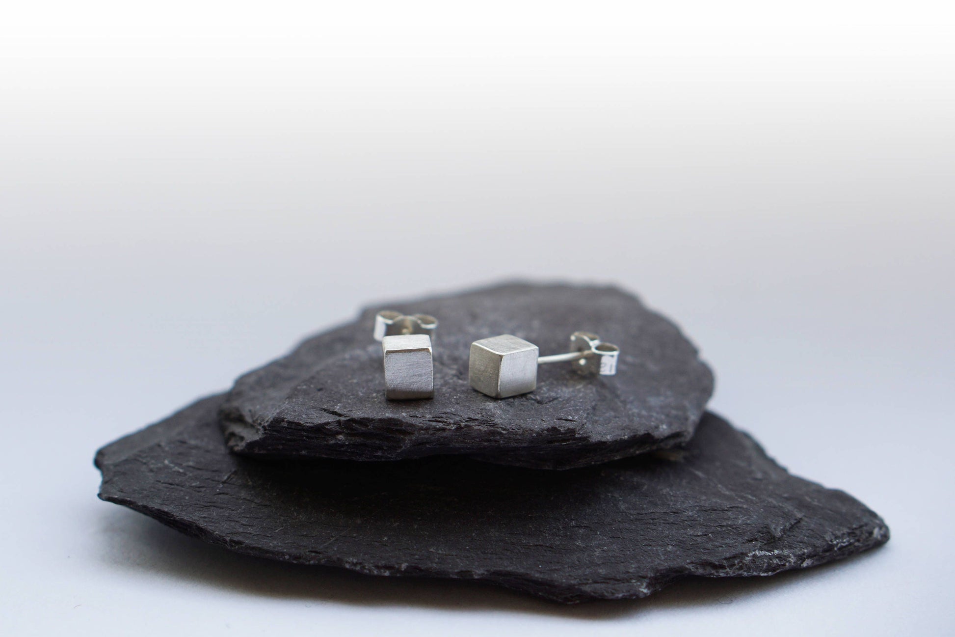 Sterling Silver Solid Cube Earrings