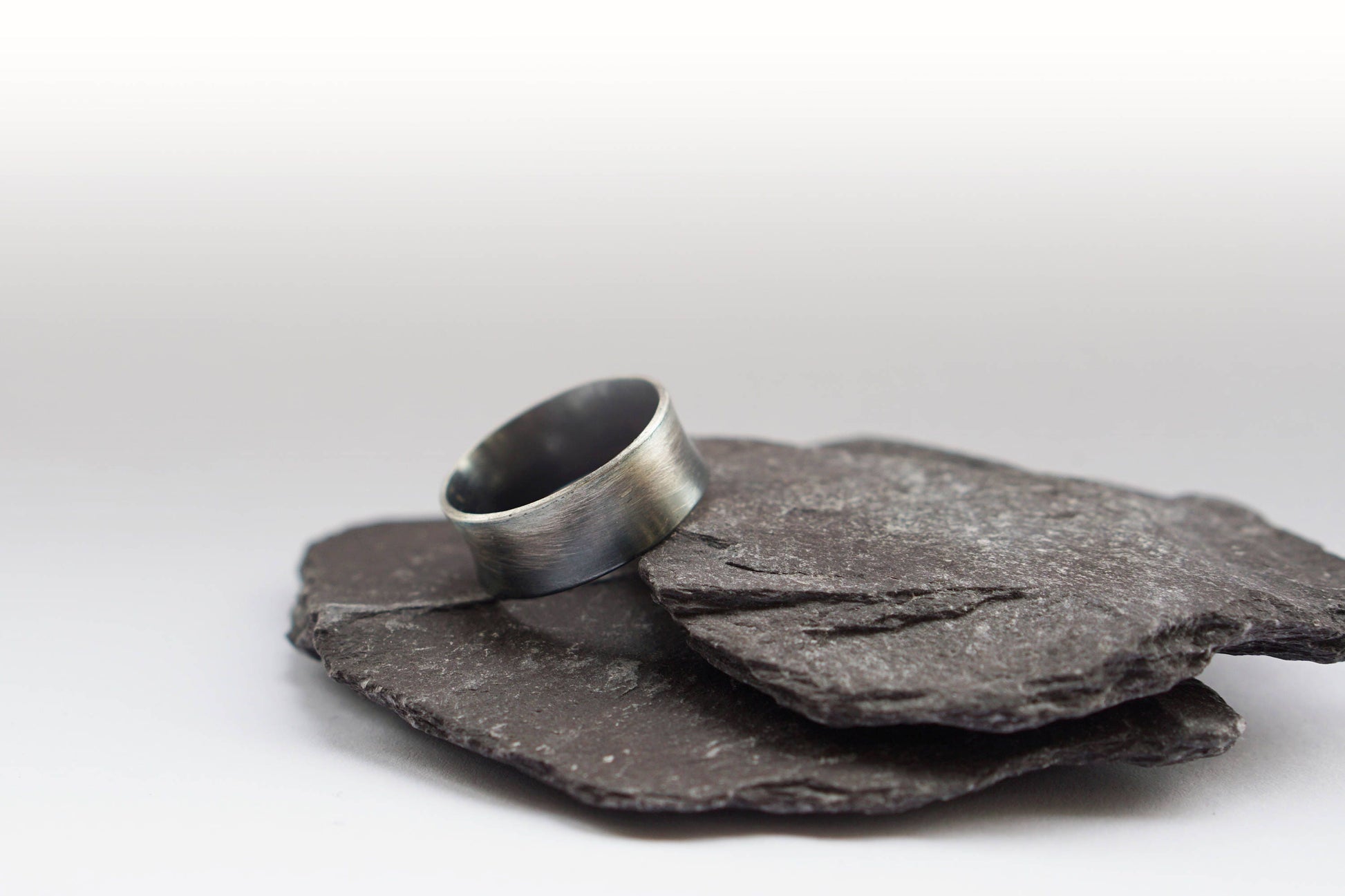 Recycled Sterling Silver Ombré Wide Band Ring ~ unisex, men's ring, women's ring, oxidised, statement ring, ombre,