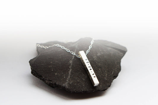 Sterling Silver Solid Bar Personalised Necklace ~ engraved, gift for her, initials, name necklace, keepsake