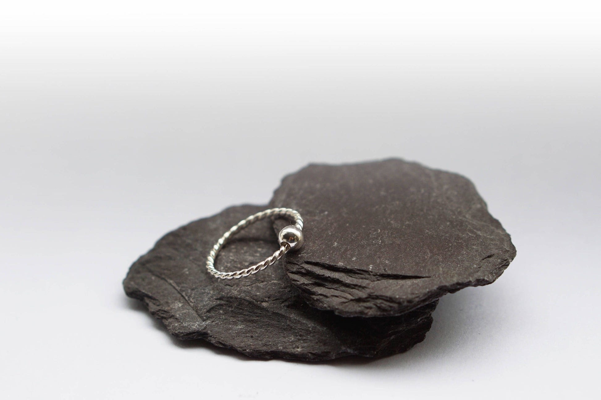 Fidget Ring Rope Smooth Bead Sterling Silver ~ stackable, silver band, gift, worry ring, spinner ring, anxiety