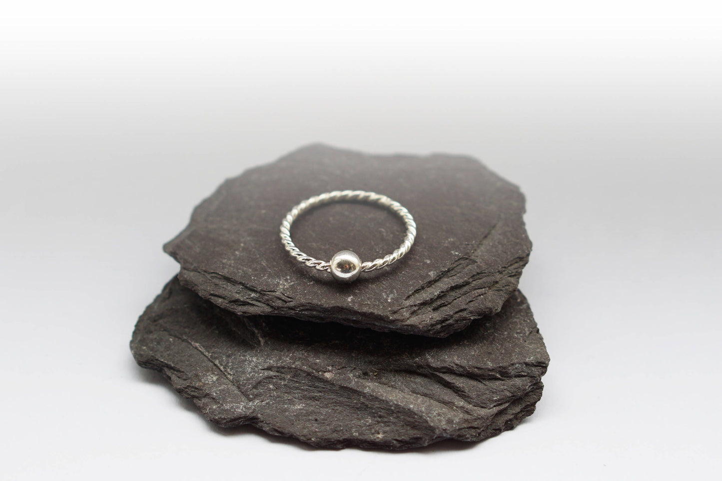 Fidget Ring Rope Smooth Bead Sterling Silver ~ stackable, silver band, gift, worry ring, spinner ring, anxiety