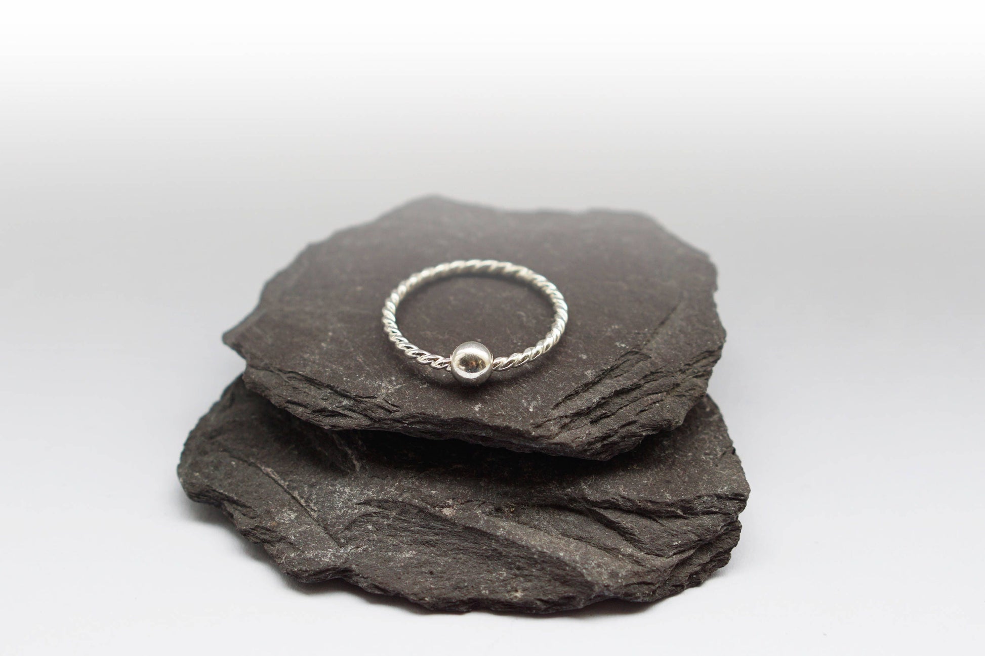 Fidget Ring Rope Smooth Bead Sterling Silver ~ stackable, silver band, gift, worry ring, spinner ring, anxiety