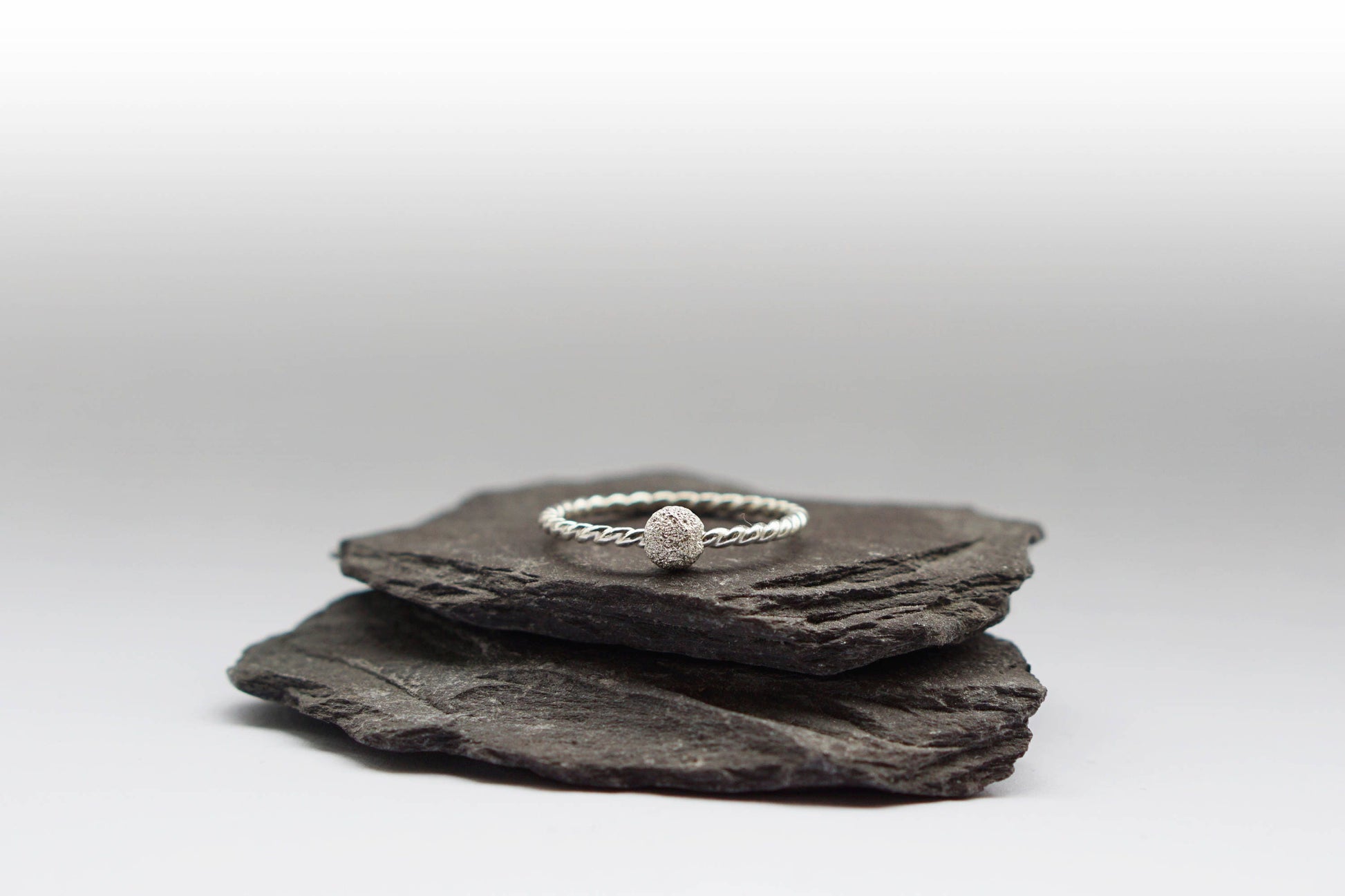 Fidget Ring Rope Frosted Bead Sterling Silver