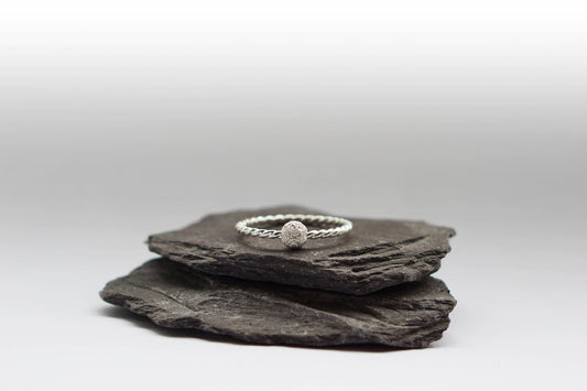 Fidget Ring Rope Frosted Bead Sterling Silver