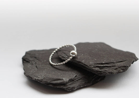 Fidget Ring Beaded Smooth Sterling Silver