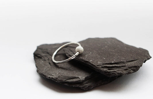 Fidget Ring Dimpled Frosted Bead Sterling Silver