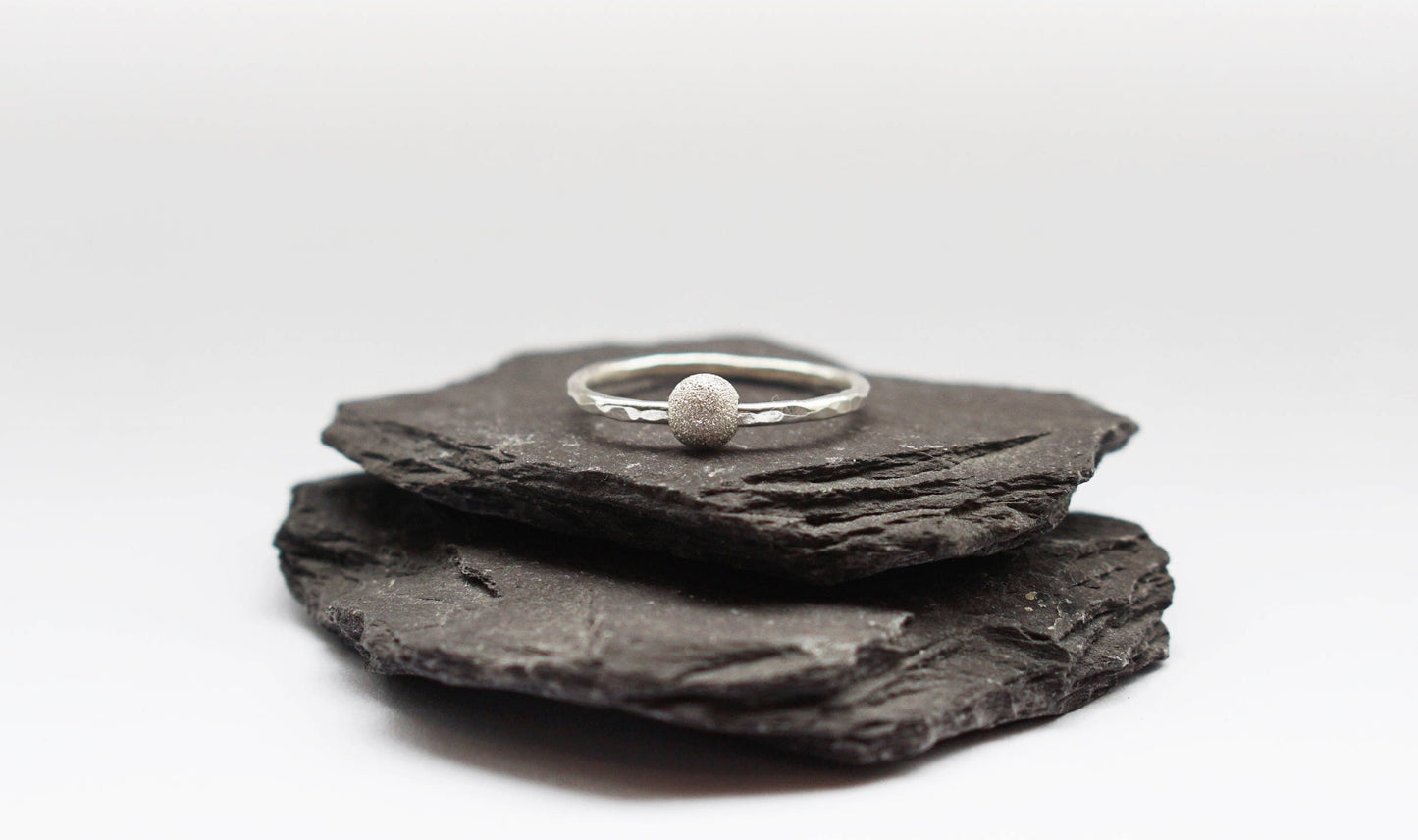 Fidget Ring Dimpled Frosted Bead Sterling Silver