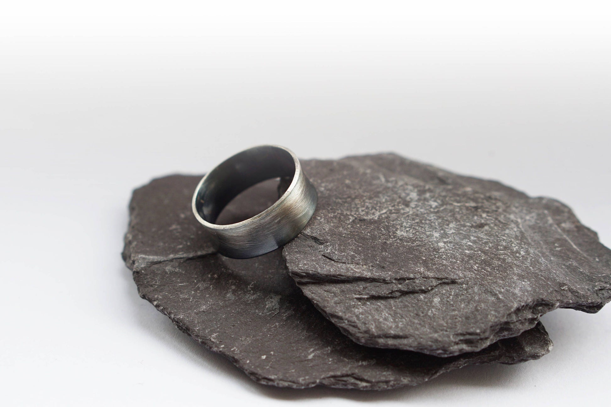 Recycled Sterling Silver Ombré Wide Band Ring ~ unisex, men's ring, women's ring, oxidised, statement ring, ombre,