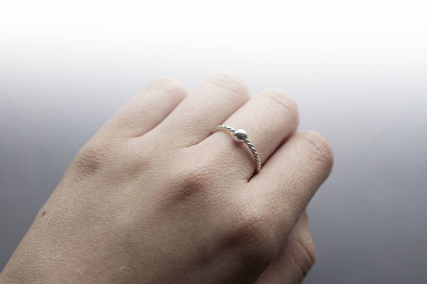 Fidget Ring Rope Smooth Bead Sterling Silver