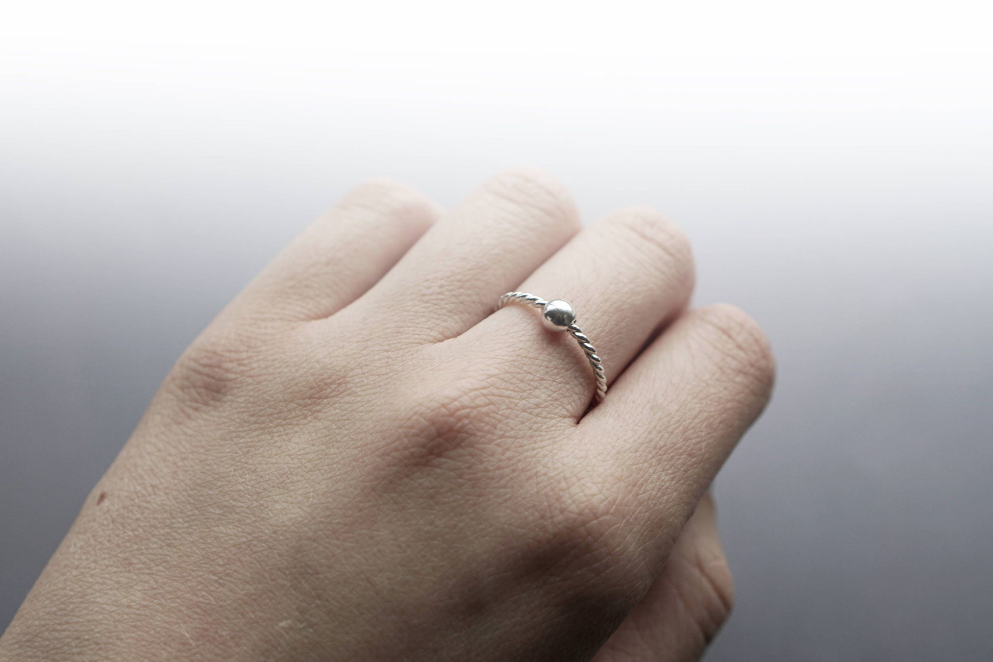 Fidget Ring Rope Smooth Bead Sterling Silver