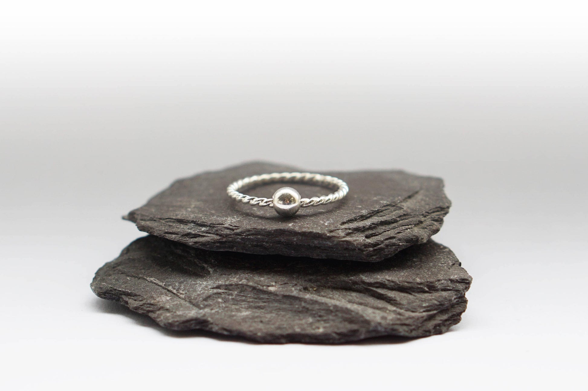 Fidget Ring Rope Smooth Bead Sterling Silver