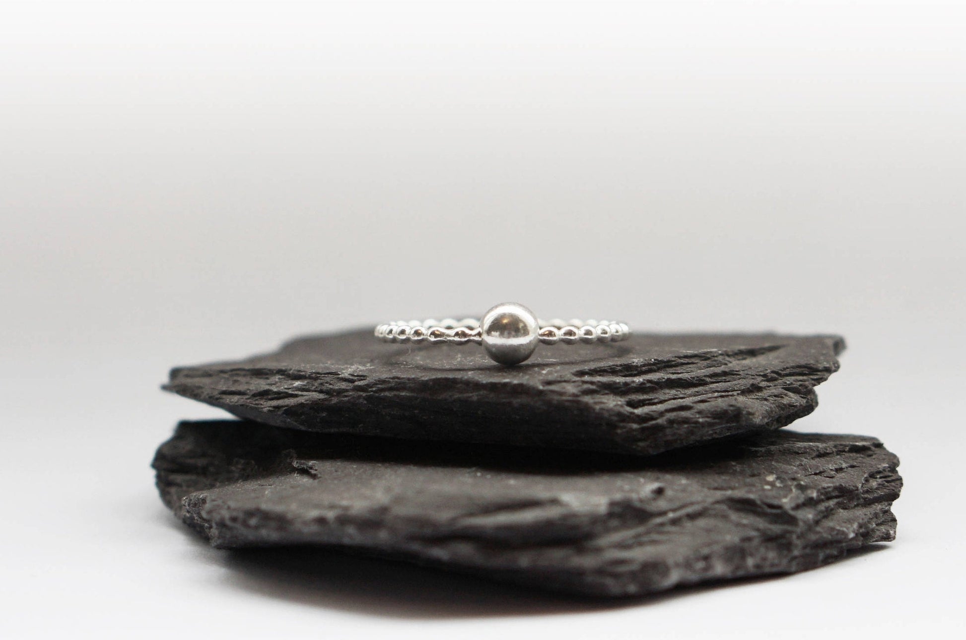 Fidget Ring Beaded Smooth Sterling Silver