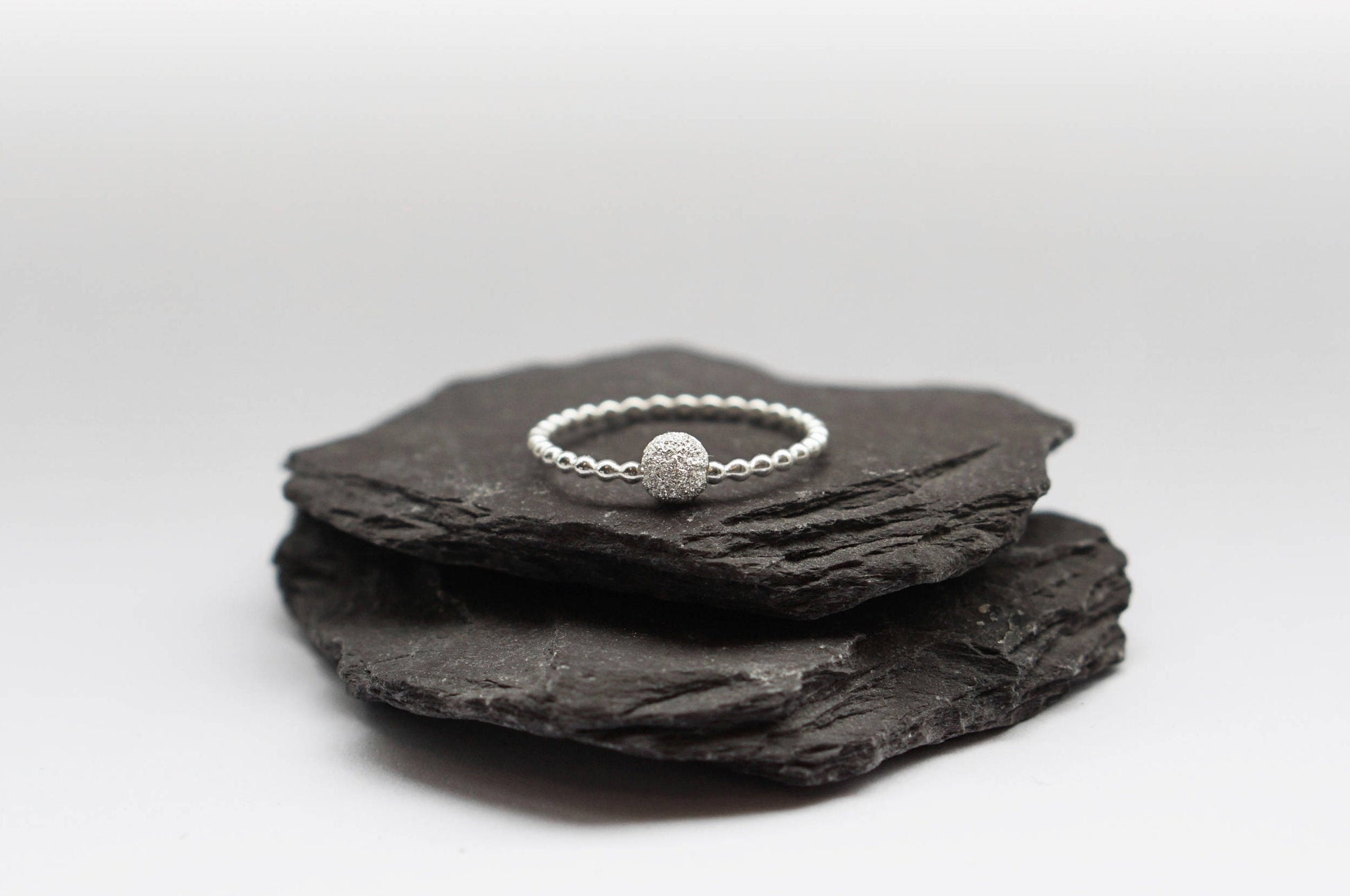 Fidget Ring Beaded Frosted Sterling Silver