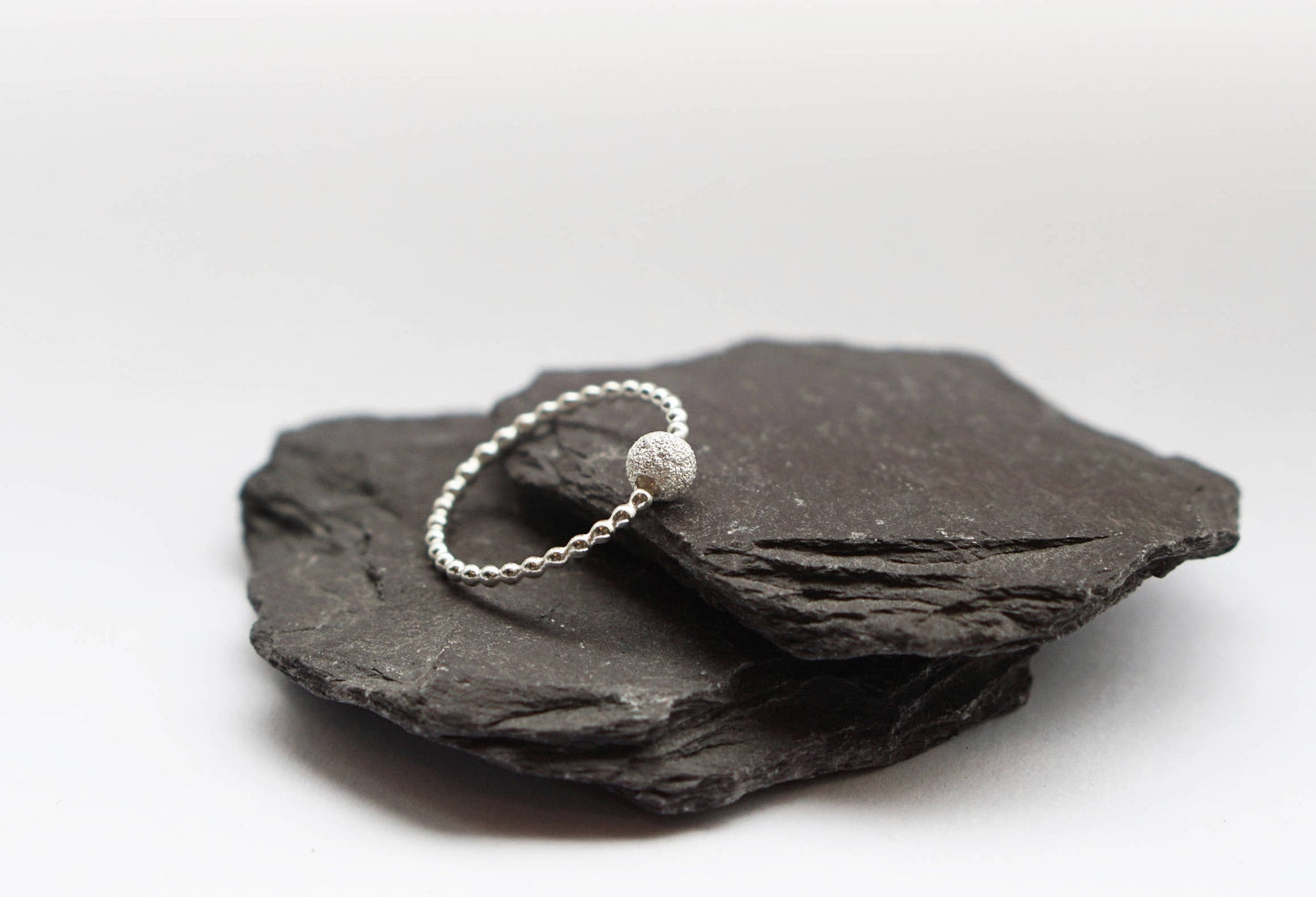 Fidget Ring Beaded Frosted Sterling Silver