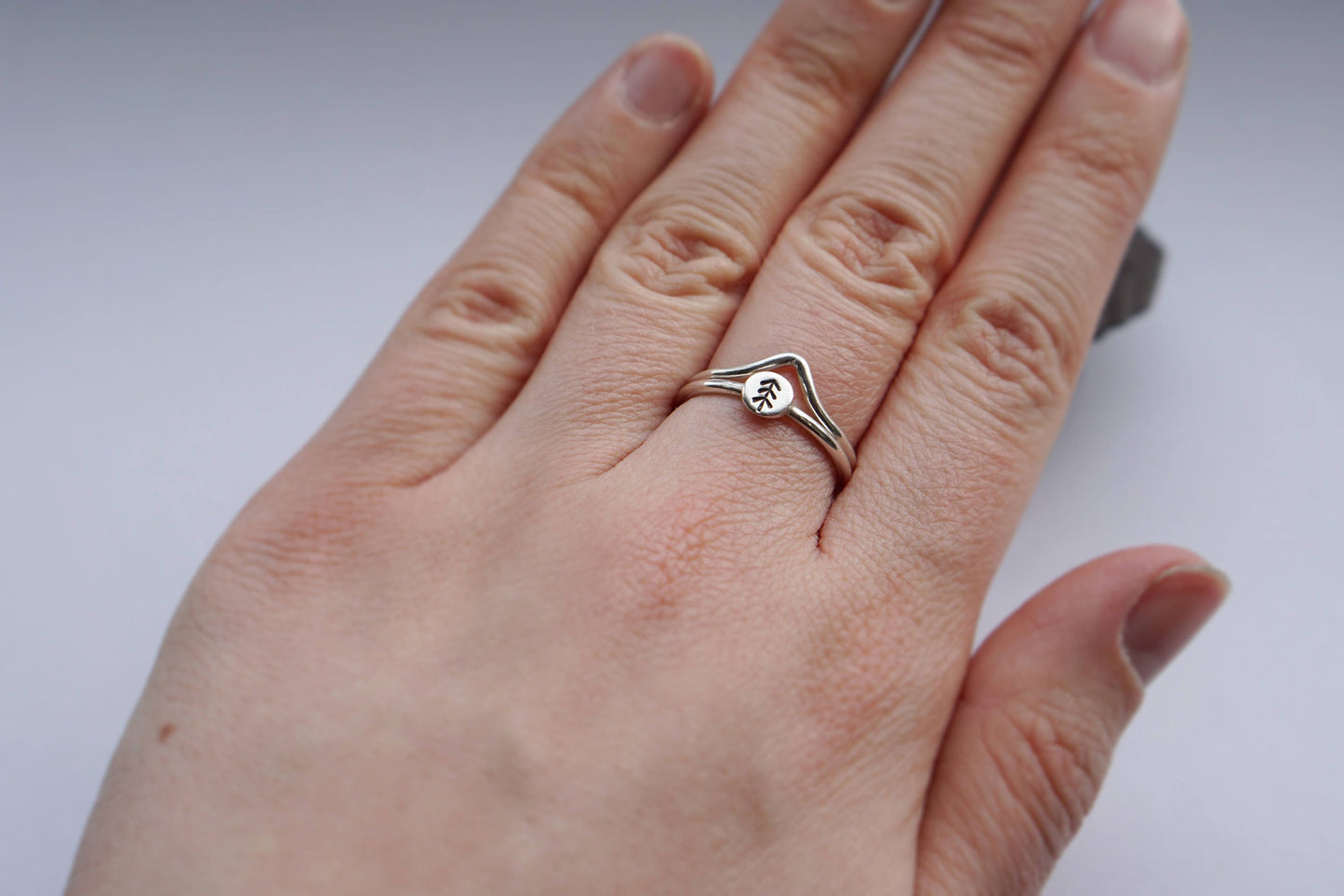 Pine Tree + Mountain Sterling Silver Stacking Rings