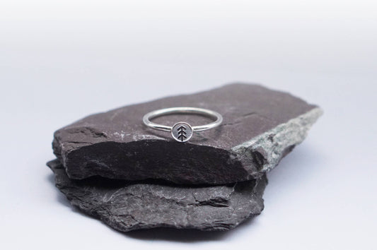 Pine Tree Sterling Silver Stacking Ring ~ statement ring, trees, modern, texture, travel, stackable, mountains, wanderlust, nature, recycled