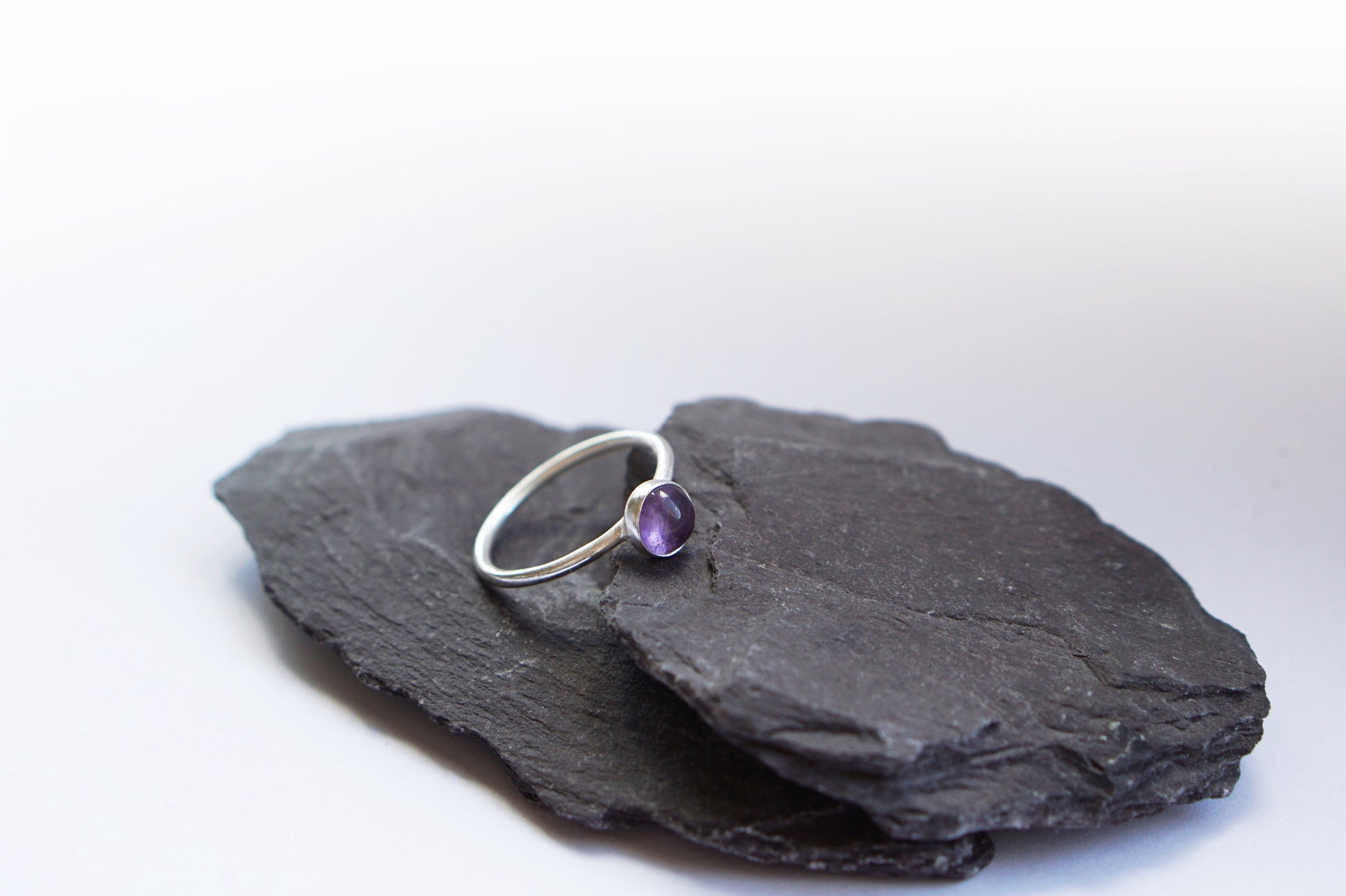 Amethyst Gemstone Recycled Sterling Silver Ring ~ statement ring, stacking ring, unique, birthstone, stackable