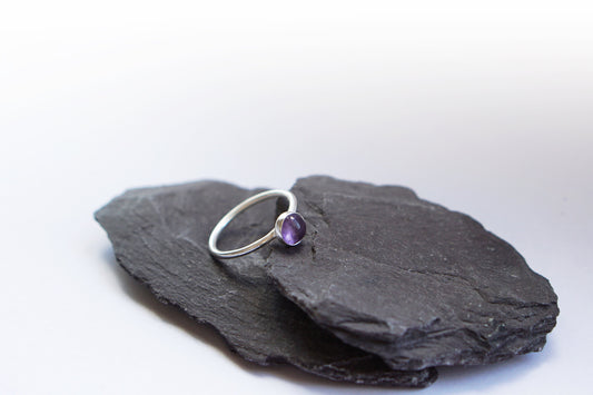 Amethyst Gemstone Recycled Sterling Silver Ring