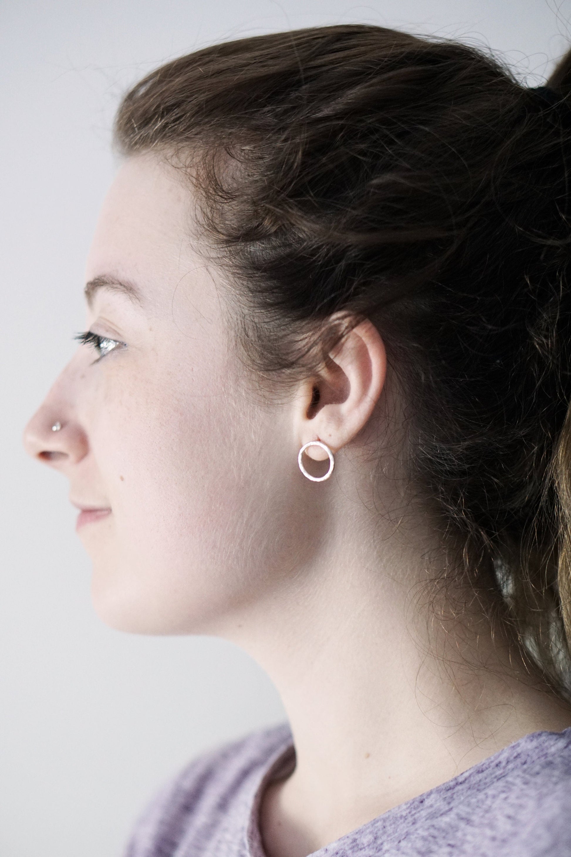 Hammered Circle Sterling Silver Studs