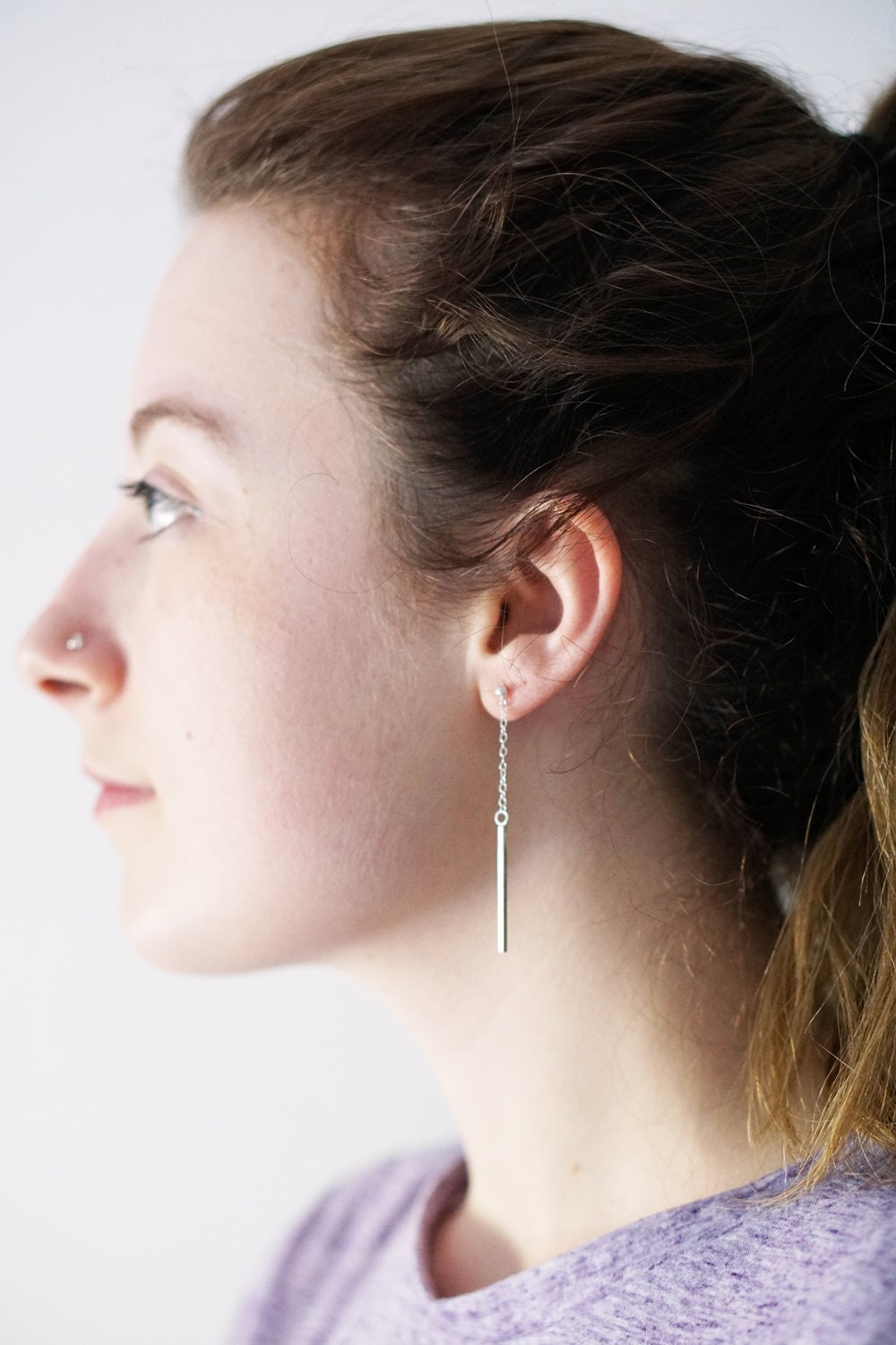 Bar Drop Sterling Silver Earrings