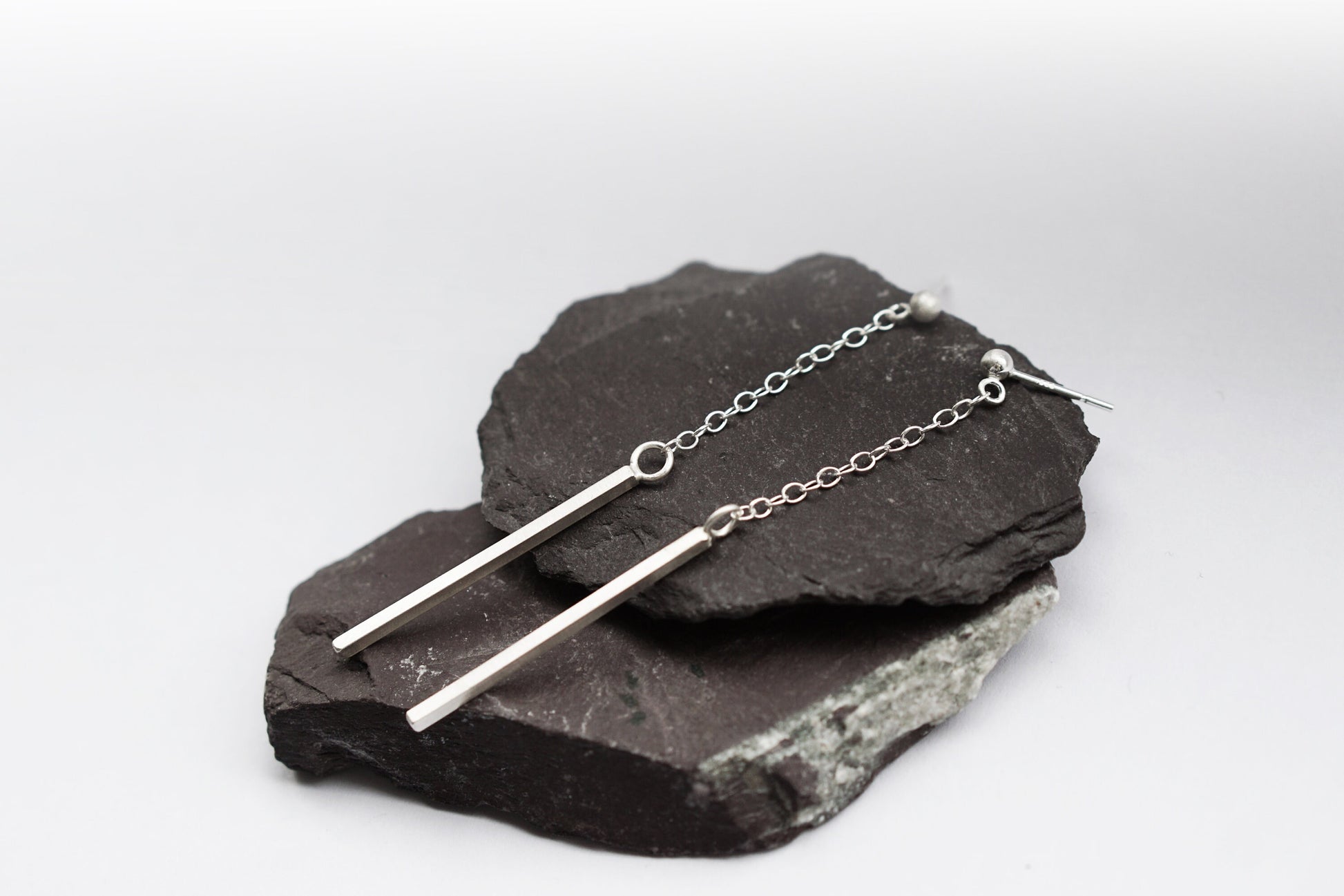 Bar Drop Sterling Silver Earrings