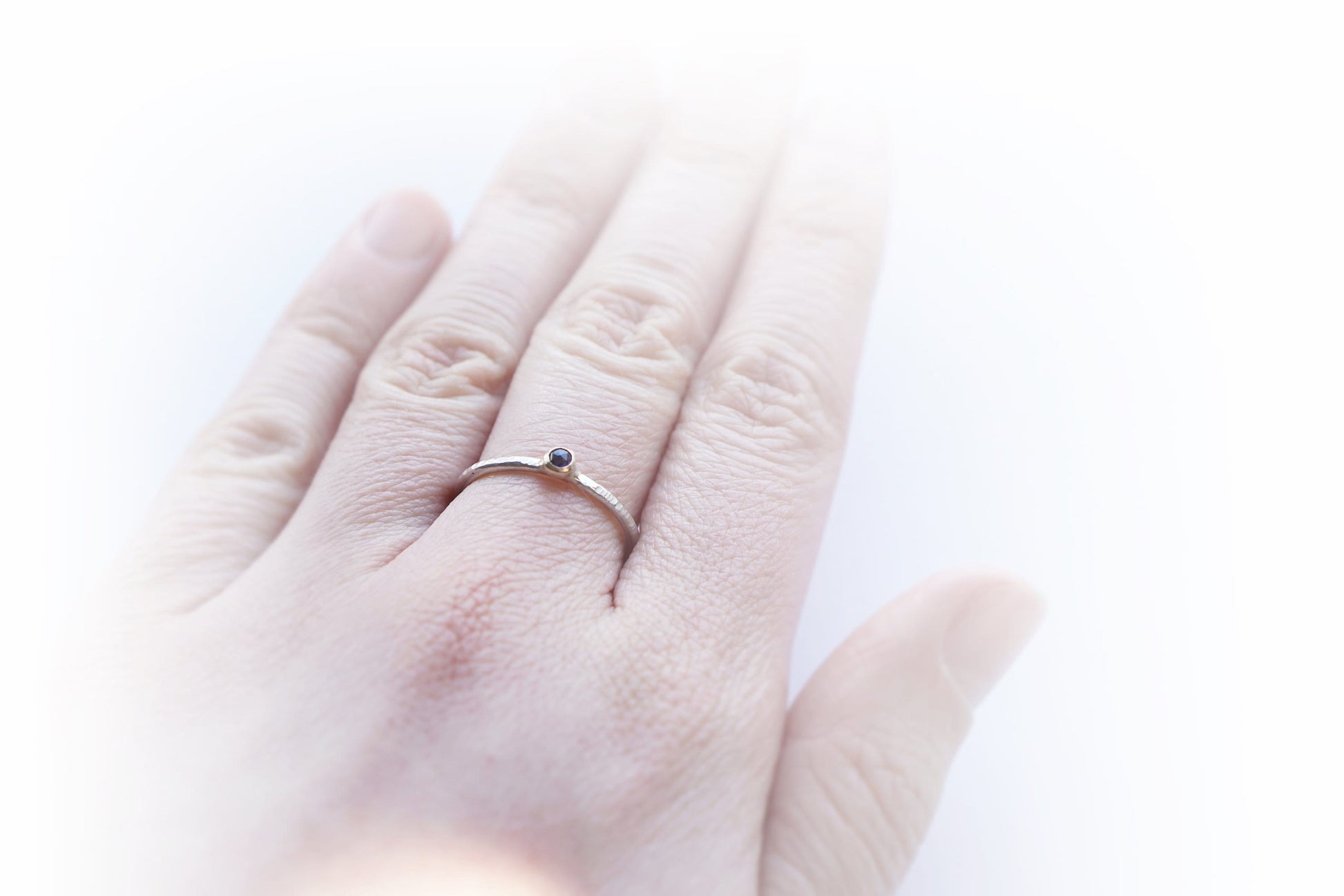 Recycled 9ct Gold & Sterling Silver Amethyst Hammered Ring