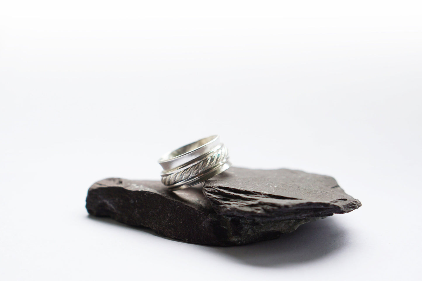 Fidget Ring Weave Band Sterling Silver Spinner Ring