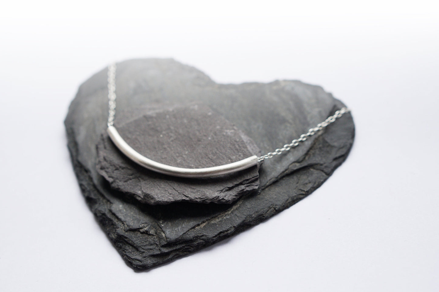 Sterling Silver Tube Bar Necklace