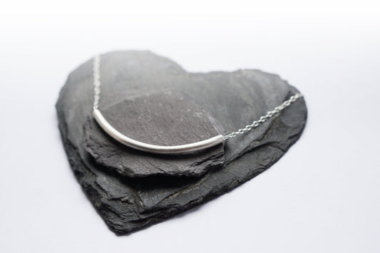 Sterling Silver Tube Bar Necklace