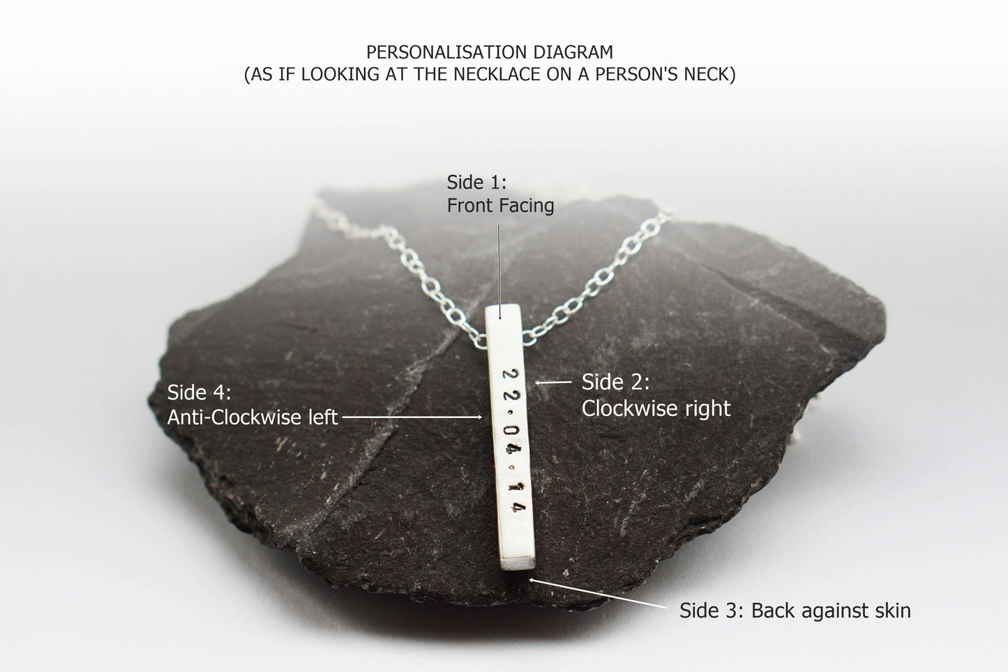 Sterling Silver Solid Bar Personalised Necklace ~ engraved, gift for her, initials, name necklace, keepsake