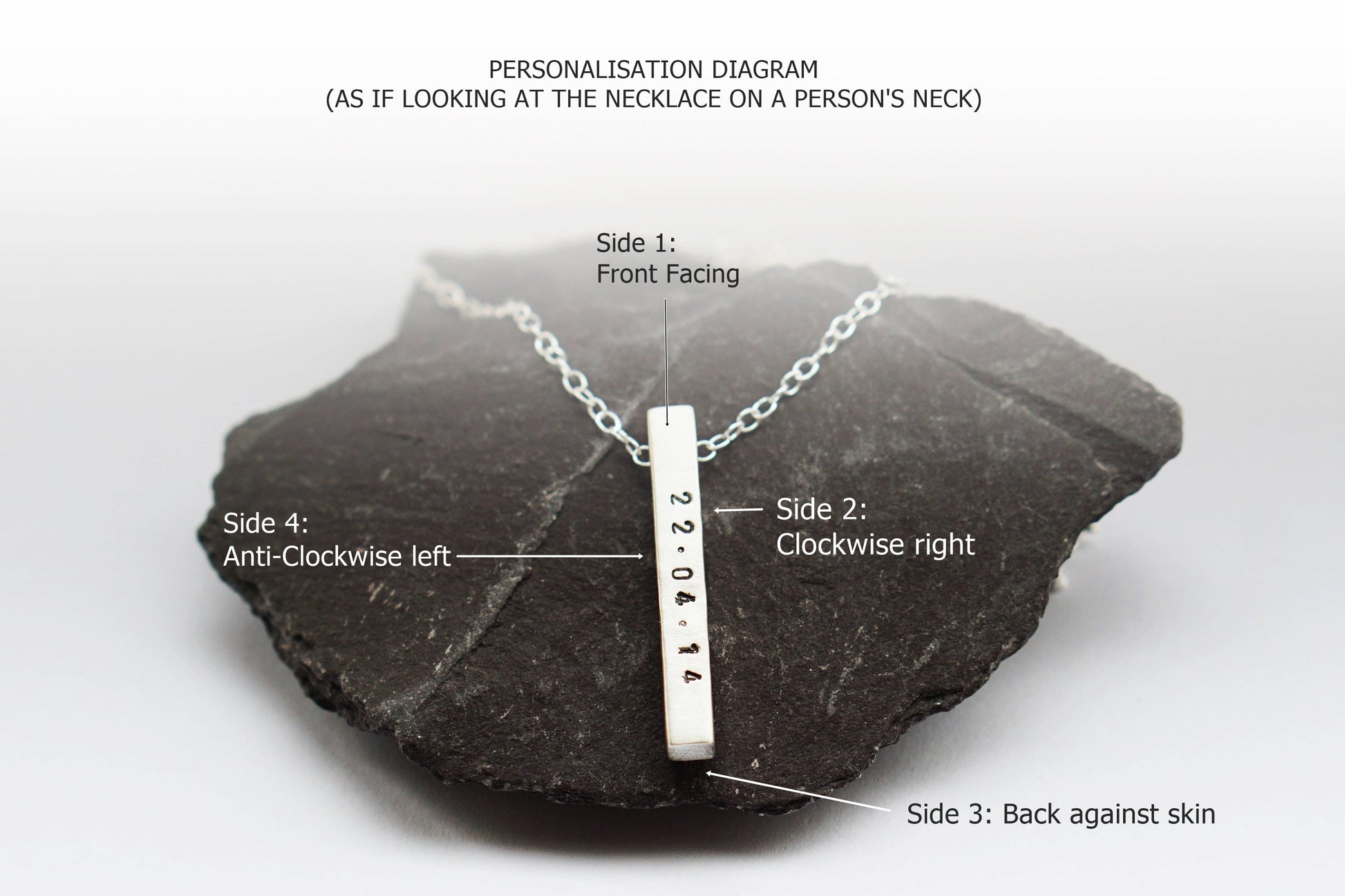 Sterling Silver Solid Bar Personalised Necklace