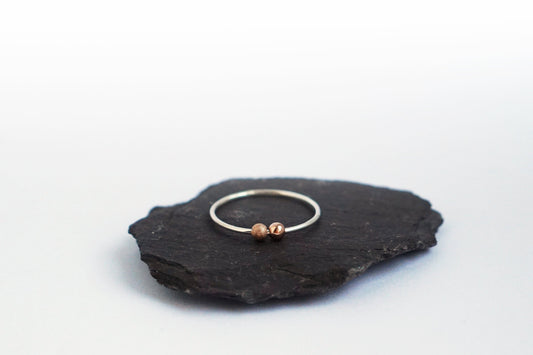 Fidget Ring Rose Gold Filled Smooth & Frost Beads Sterling Silver