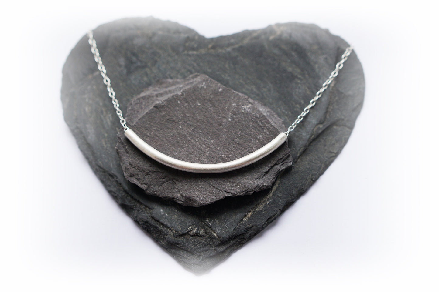 Sterling Silver Tube Bar Necklace