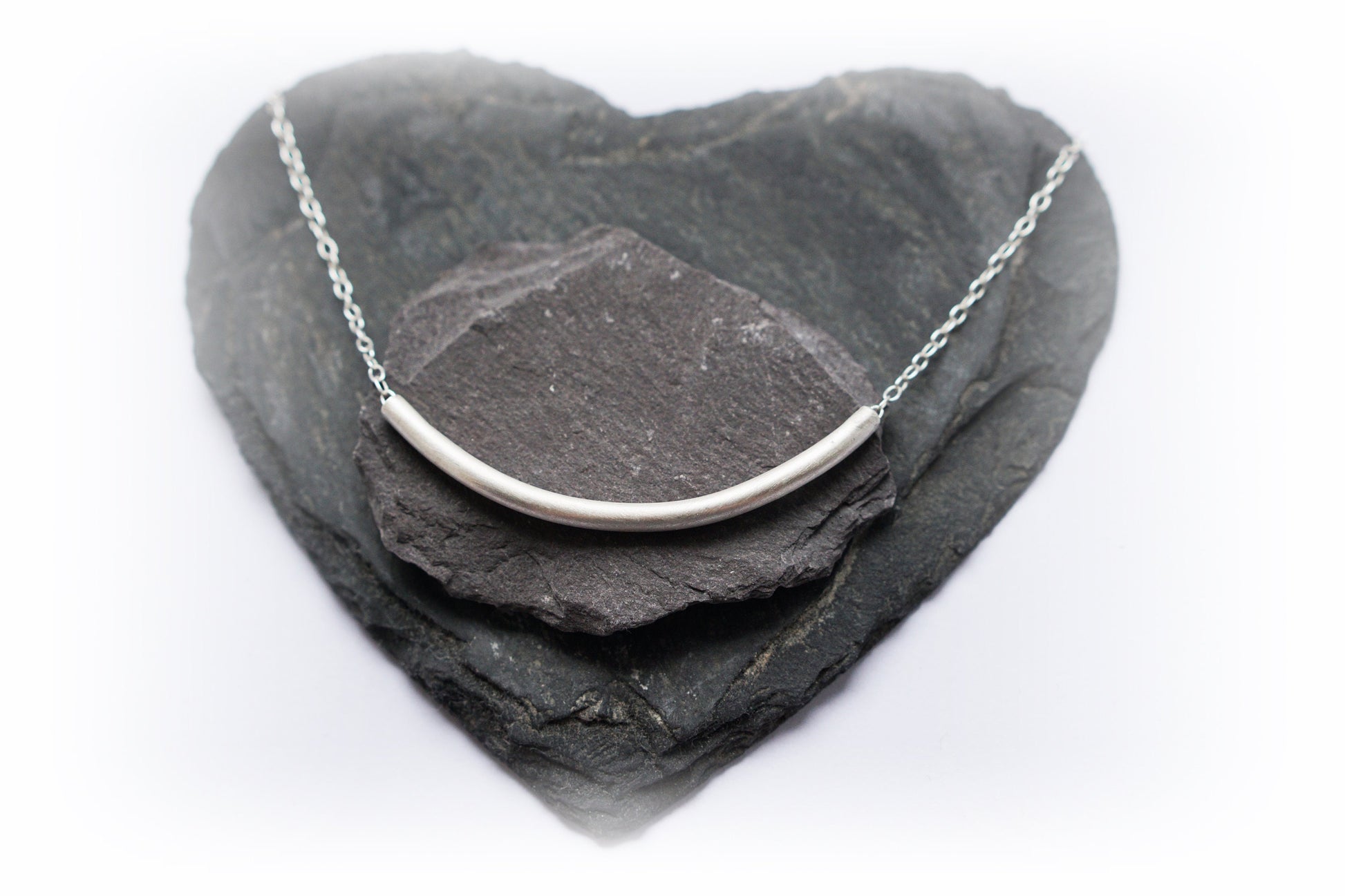 Sterling Silver Tube Bar Necklace