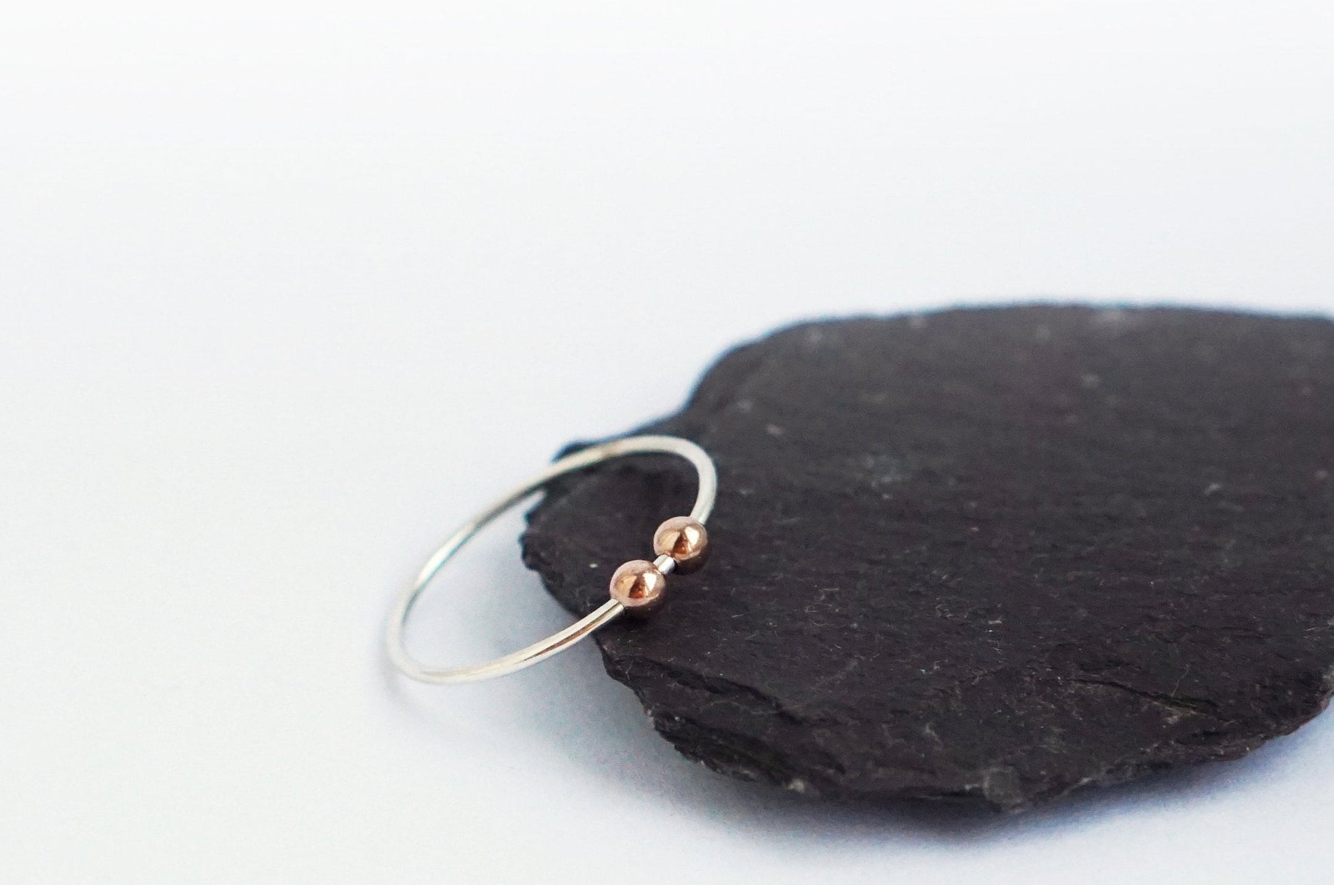 Fidget Ring Rose Gold Filled Smooth Beads Sterling Silver