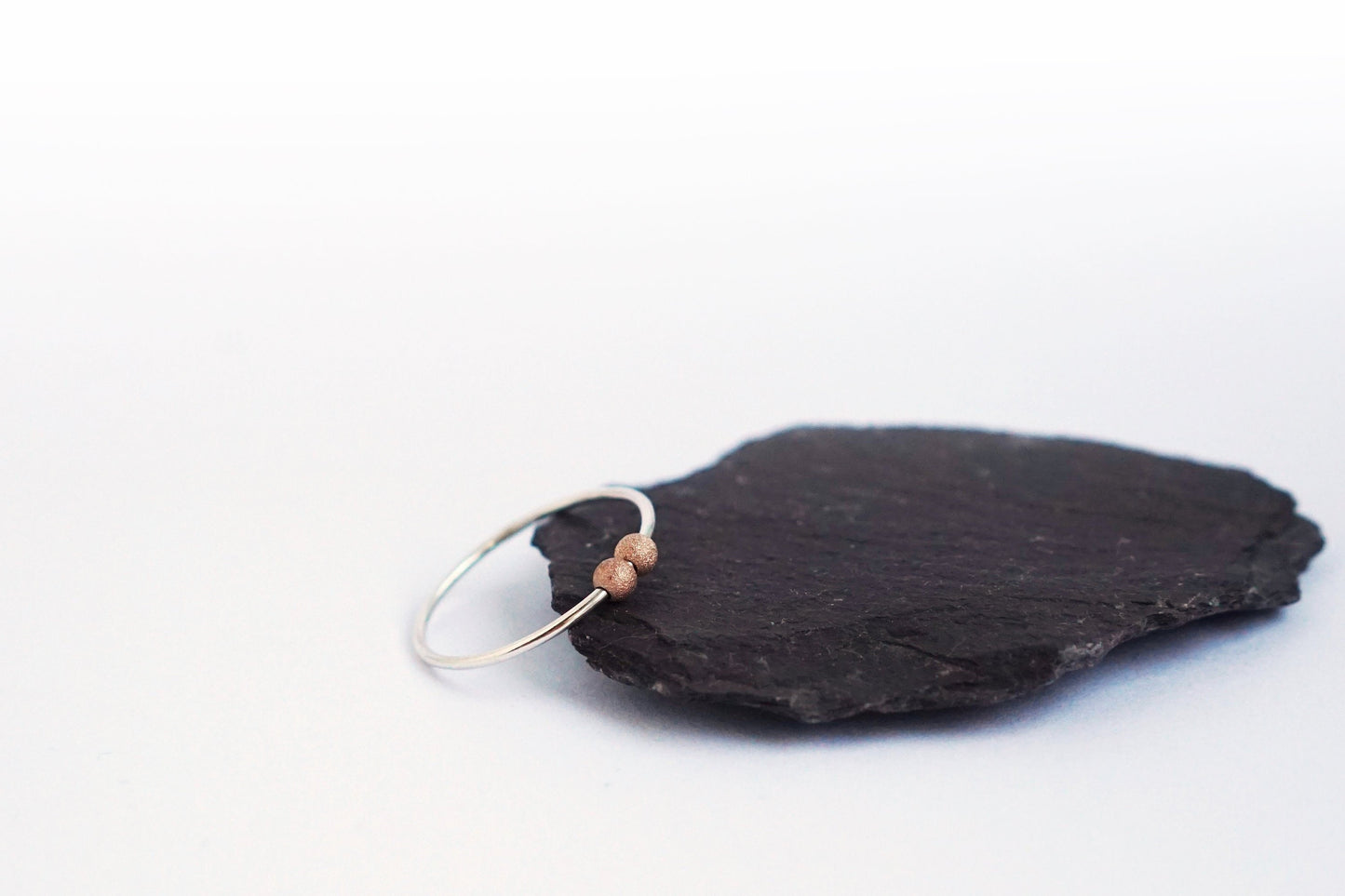 Fidget Ring Rose Gold Filled Frosted Beads Sterling Silver