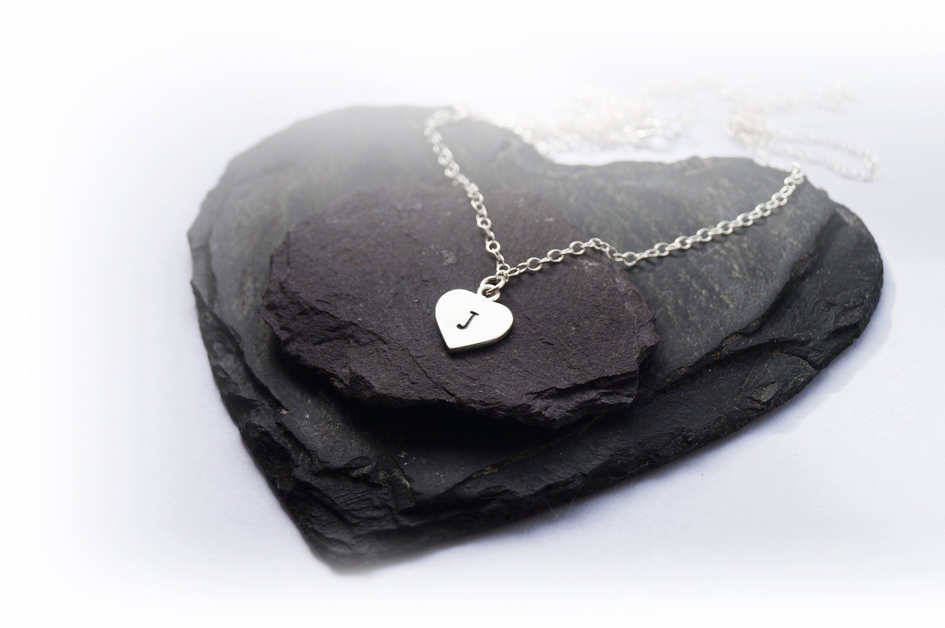 Personalised Sterling Silver Heart Monogram Initial Necklace