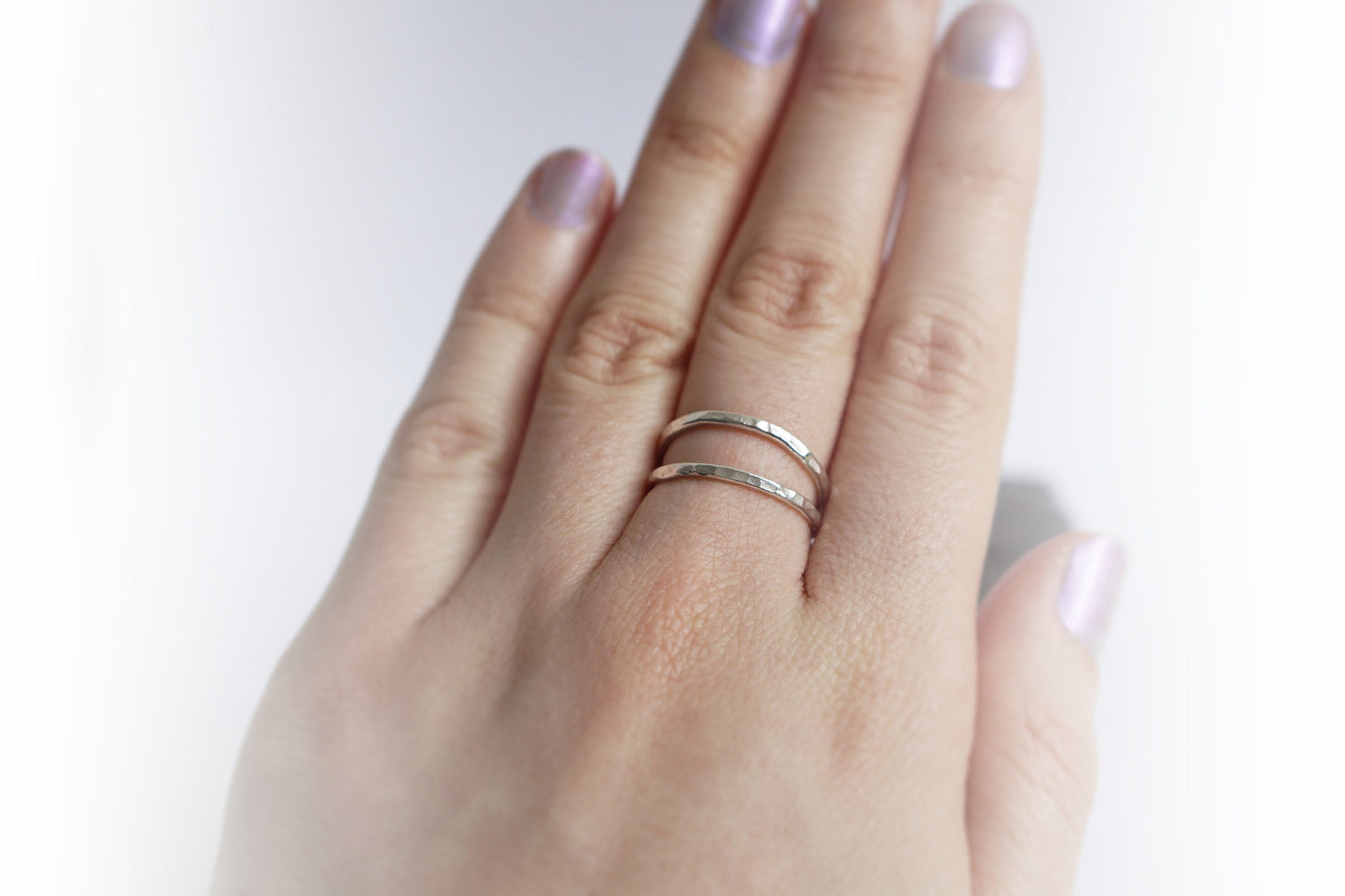 Recycled Sterling Silver Dimpled Double Band Ring