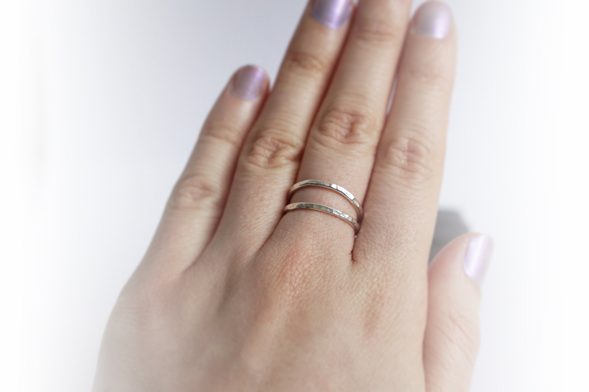 Recycled Sterling Silver Dimpled Double Band Ring