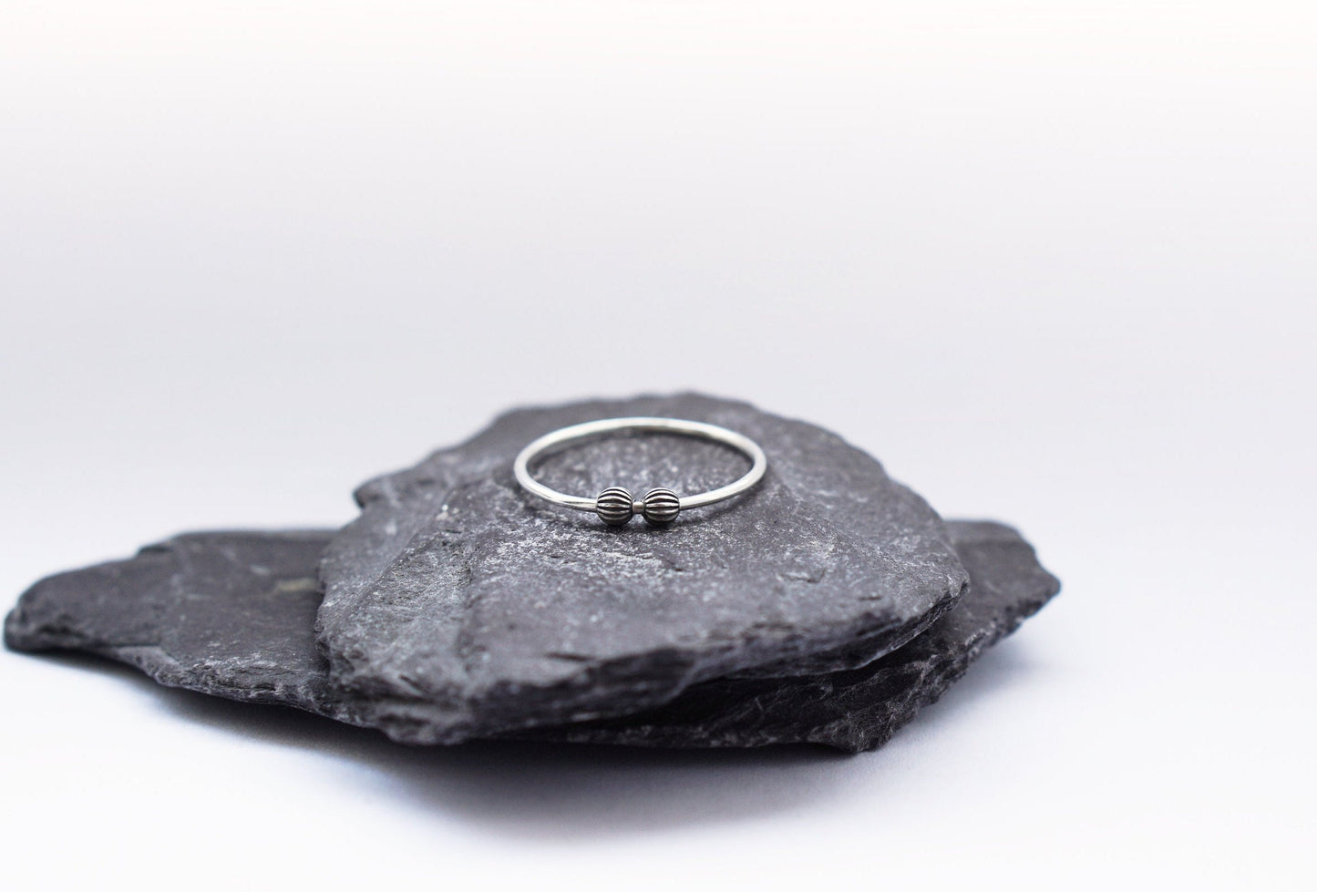 Fidget Ring Corrugated Beads Sterling Silver