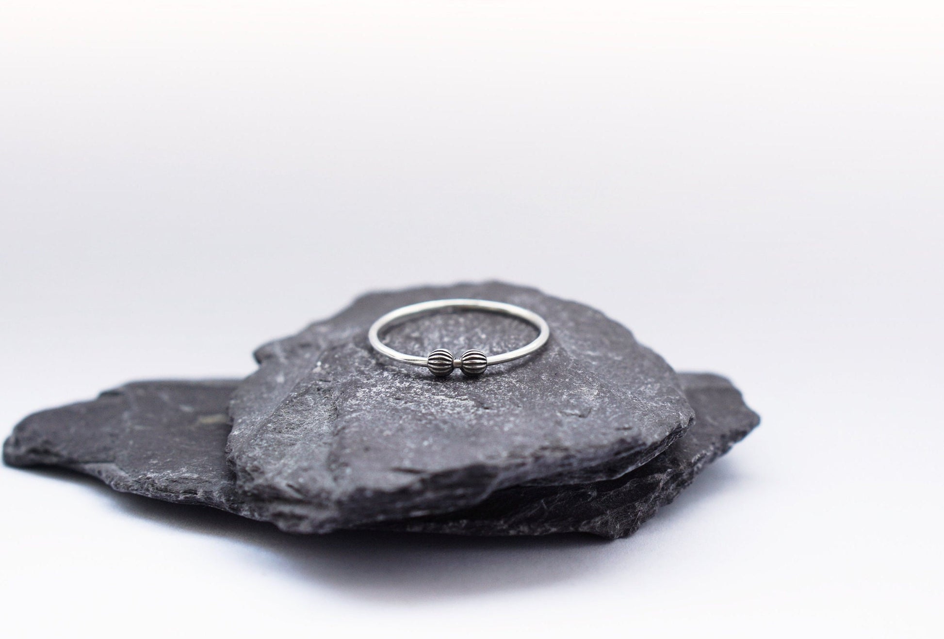 Fidget Ring Corrugated Beads Sterling Silver