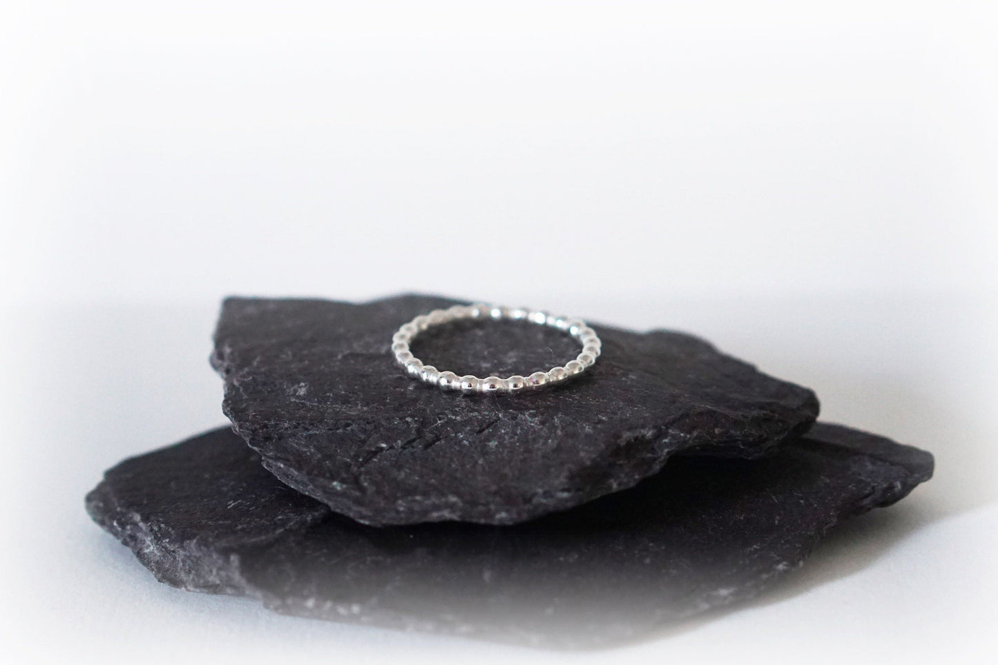 2mm Beaded Band Sterling Silver Stacking Ring