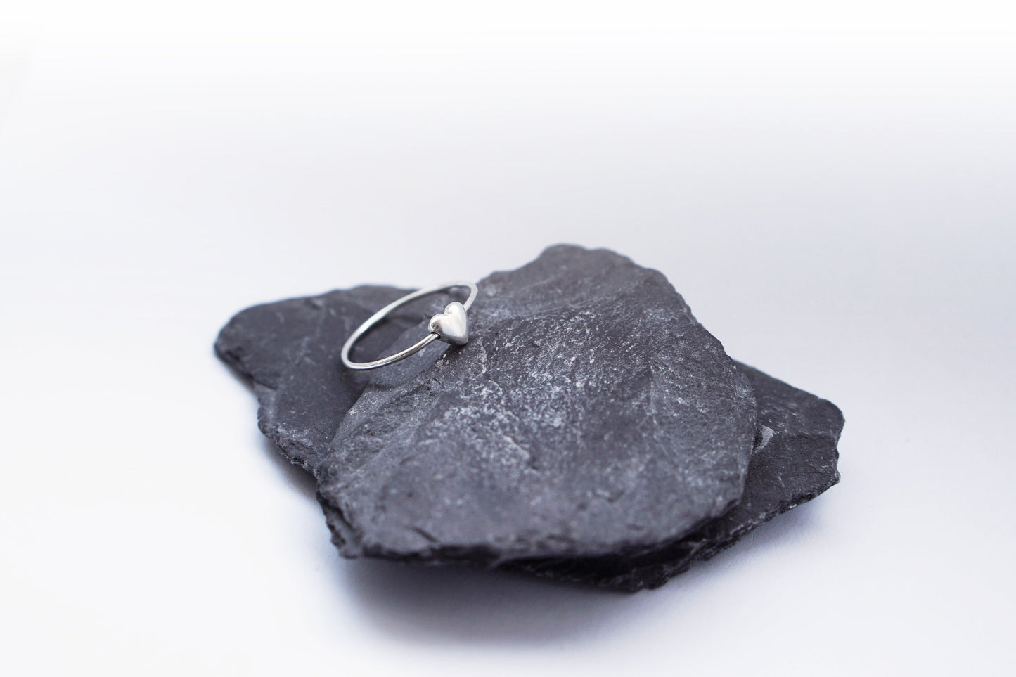 Fidget Ring Heart Bead Sterling Silver ~ stackable, silver band, worry ring, spinner ring, anxiety, ADHD