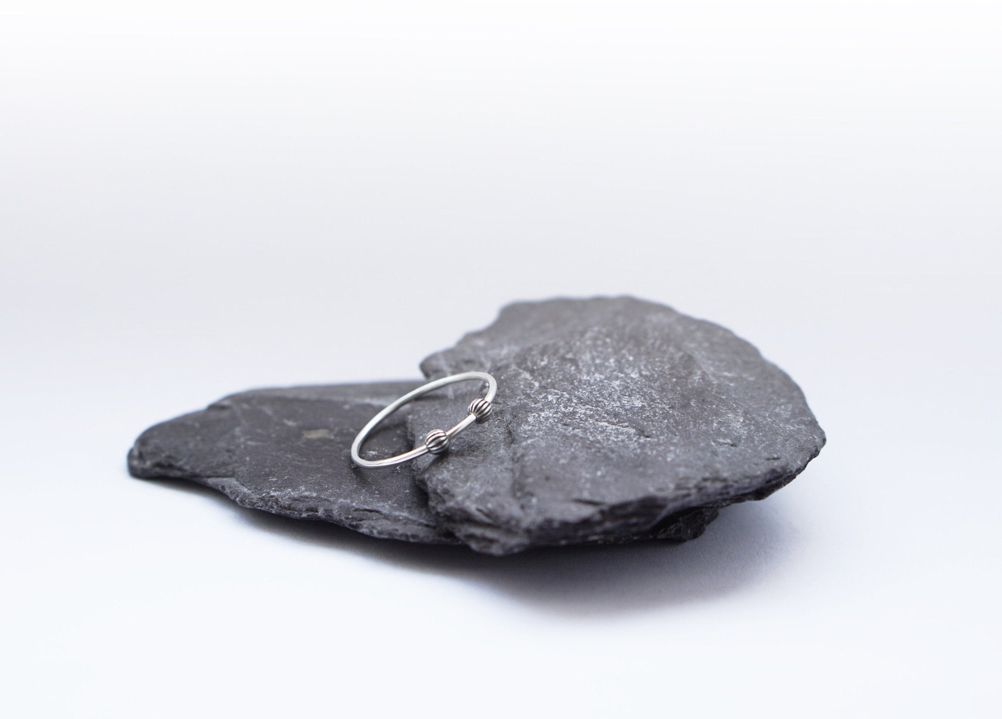 Fidget Ring Corrugated Beads Sterling Silver